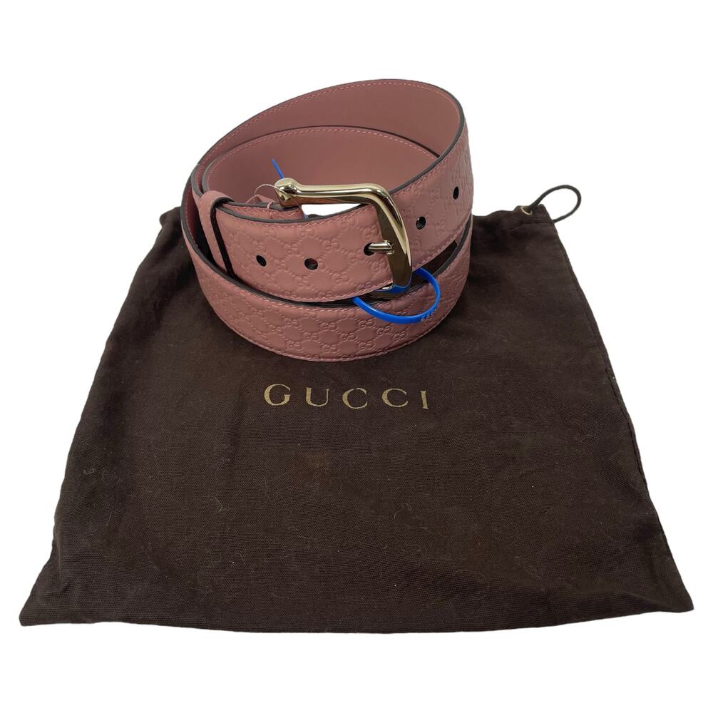 Gucci Microguccissima Monogram Wide Leather Belt Pink Size 85/34 - Picture 11 of 11